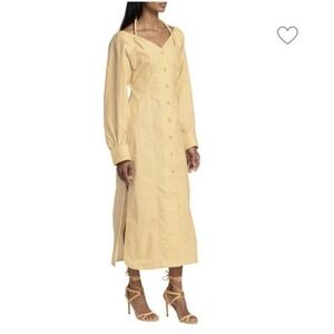 NANUSHKA Off Shoulder Halterneck Poplin Midi Dress Size Small